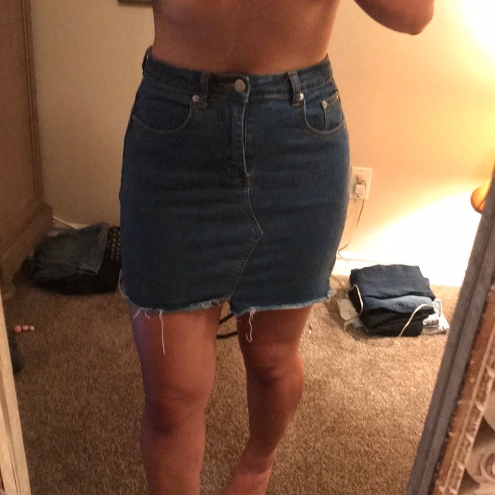 High waisted jean skirt